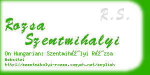 rozsa szentmihalyi business card